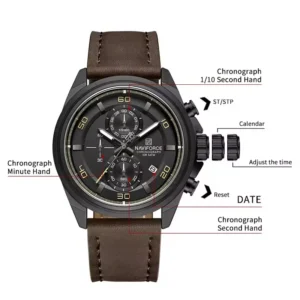 Naviforce 8075 For Men - Dark Brown Black