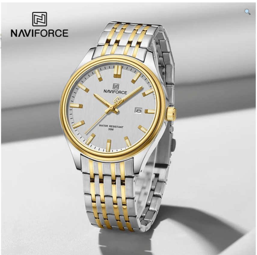 Naviforce 8039 - Silver Gold White For Men - Image 3